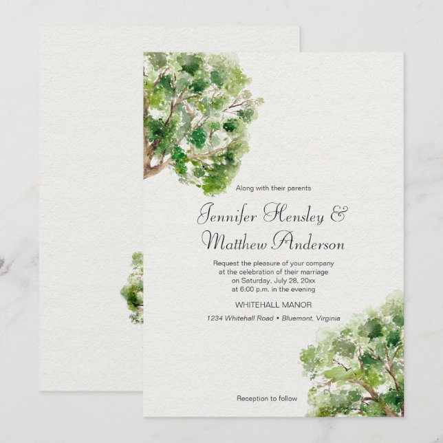 Invitation Mariage de chêne arboréal russe| (Devant / Derrière)