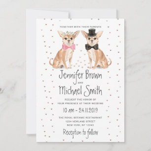 Invitation Mariage de Chien Chihuahua Mariée Marié
