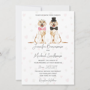 Invitation Mariage de chien de coeur de la patte du Labrador