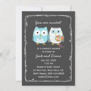 Invitation Mariage de chouettes mignonnes pour la mariée et l