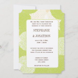 Invitation Mariage de chrysanthèmes floraux bleu et vert