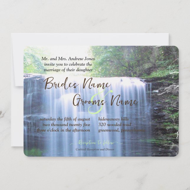 Invitation Mariage de chute verte Nature (Devant)