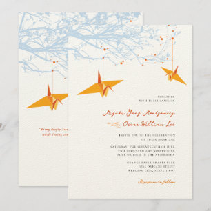Invitation Mariage de citation d'amour et de grues d'origine 
