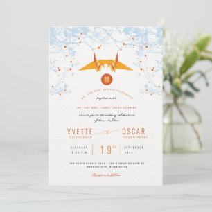 Invitation Mariage de citation d'amour et de grues d'origine