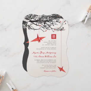 Invitation Mariage de citation d'amour et de grues en papier