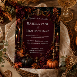 Invitation Mariage de citrouille d'automne gothique
