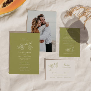 Invitation Mariage de citrouille de tournesol de vert olive d