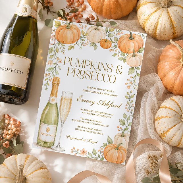 Invitation Mariage de citrouilles et de prosecco d'automne (Créateur téléchargé)