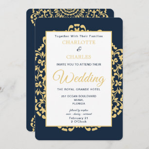 Invitation Mariage de classe élégant de la marine