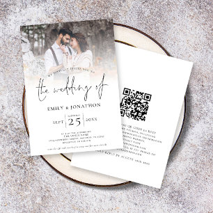 Invitation Mariage de code QR de la photo de script moderne