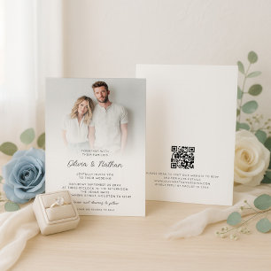 Invitation Mariage de code QR de superposition photo minimali