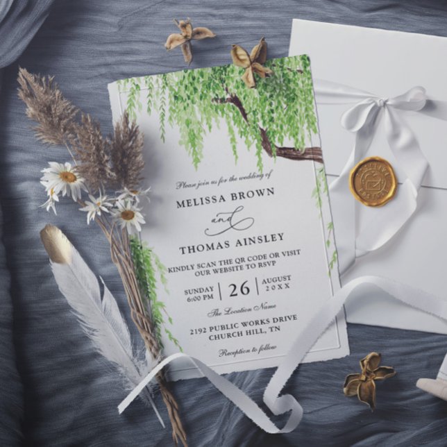 Invitation Mariage de code QR du budget de la plaie de l'arbr (Créateur téléchargé)