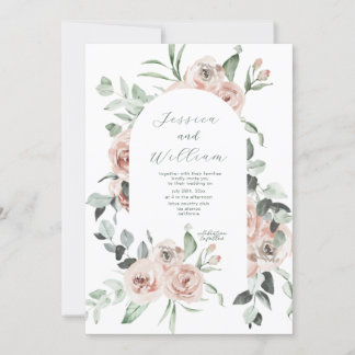 Invitation Mariage de code QR du script Dusty Rose Eucalyptus