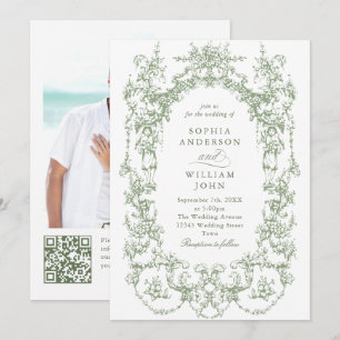 Invitation Mariage de code QR écologique de l'Orné victorien 