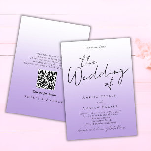 Invitation Mariage de code QR élégant de script de lavande vi