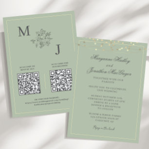 Invitation Mariage de code QR élégant Dusty Sage