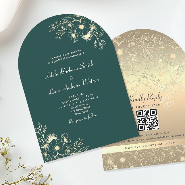 Invitation Mariage de code QR Emerald Green (Créateur téléchargé)