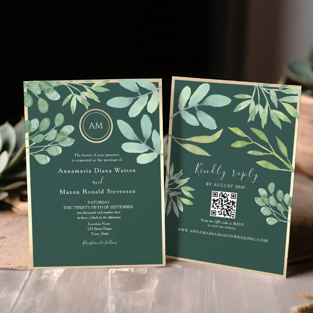 Invitation Mariage de code QR Emerald Green (Créateur téléchargé)