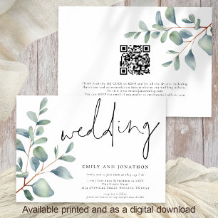 Invitation Mariage de code QR Eucalyptus de script moderne