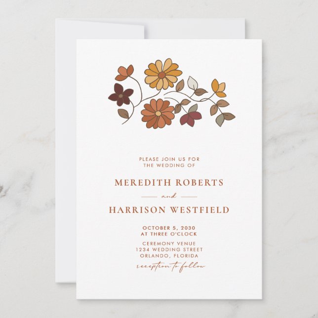 Invitation Mariage de code QR floral rétro Whimsical (Devant)