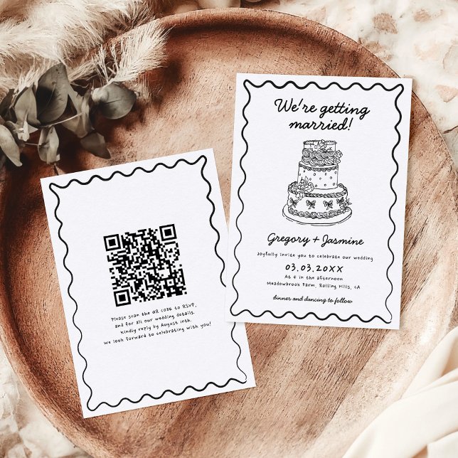 Invitation Mariage de code QR manuscrit à la main en gros (Créateur téléchargé)