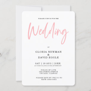 Invitation Mariage de code QR minimaliste moderne rose-blanc