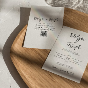 Invitation Mariage de code QR minimaliste noir et blanc moder
