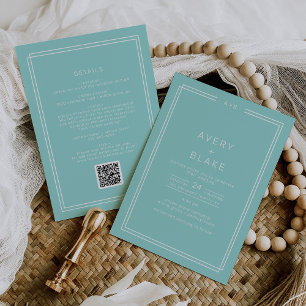 Invitation Mariage de code QR minimaliste pour cadre vert à l