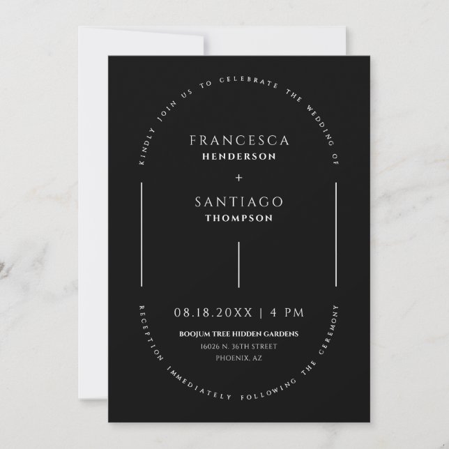Invitation Mariage de code QR noir et blanc (Devant)