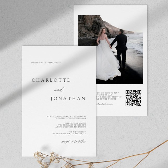 Invitation Mariage de code QR photo minimaliste (Créateur téléchargé)