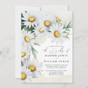 Invitation Mariage de code qr pour les marguerites d'aquarell