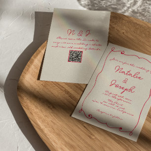 Invitation Mariage de code QR rétro coloré écrit à la main