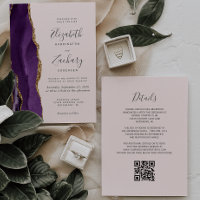 Mariage de code QR rose vierge violet Gold Agate