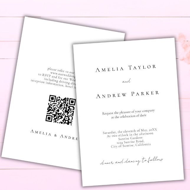Invitation Mariage de code QR simple et minimaliste (Créateur téléchargé)
