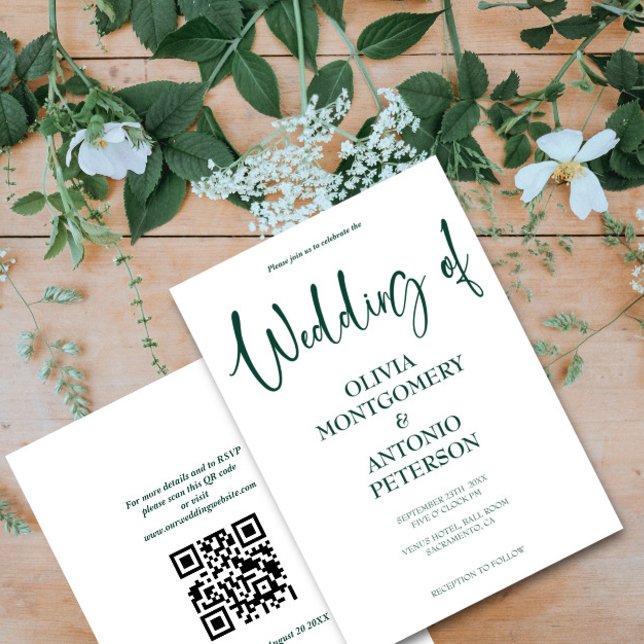 Invitation Mariage de code QR simple et vert (Créateur téléchargé)