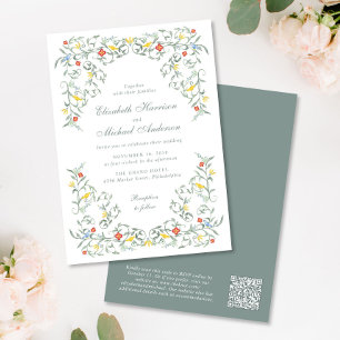 Invitation Mariage de code QR vintage Garden