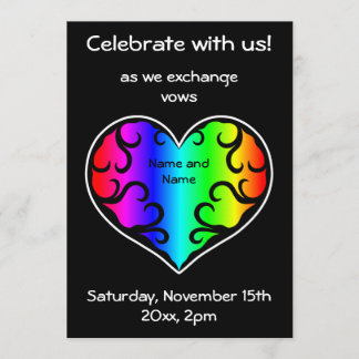 Invitation Mariage de coeur arc-en-ciel