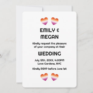 Invitation Mariage de coeur gay minimaliste du couple lesbien