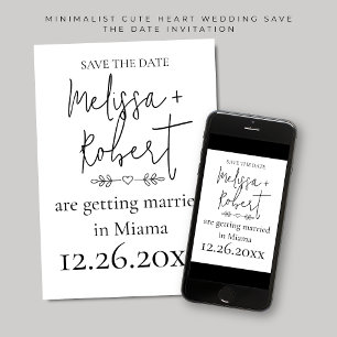 Invitation Mariage de coeur mou minimaliste Enregistrer la da