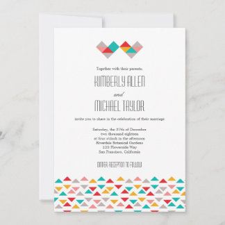 Invitation Mariage de Coeurs triangles géométriques colorés