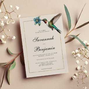 Invitation Mariage de colibri à l'ombre douce et cendrée