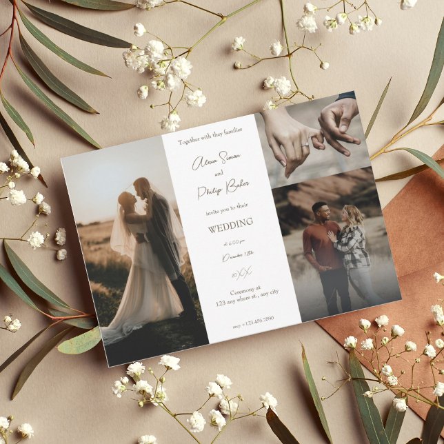 Invitation Mariage de collage photo minimaliste (1)