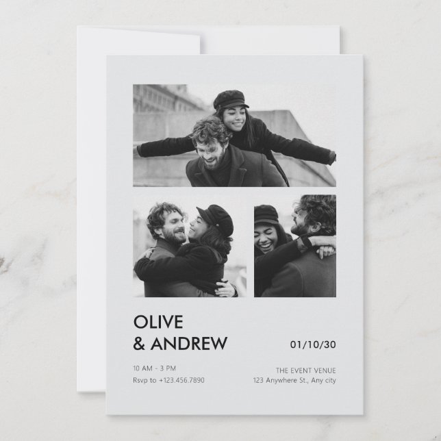 Invitation Mariage de collage photo moderne esthétique (Devant)
