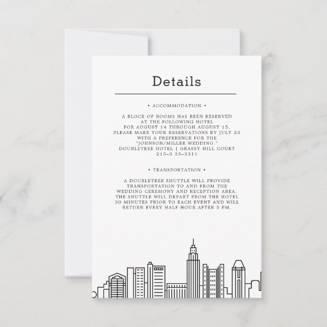 Invitation Mariage de Columbus City | Détails de l'invité (Devant)