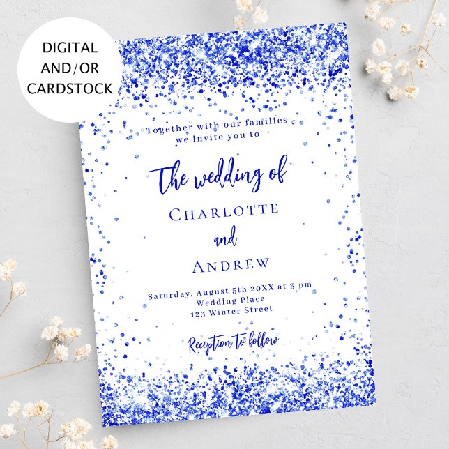 Invitation Mariage de confetti bleu royal (Créateur téléchargé)