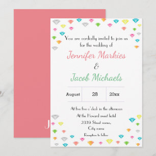 Invitation Mariage de confetti de diamants couleur