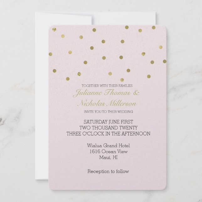 Invitation Mariage de Confetti en or rose (Devant)