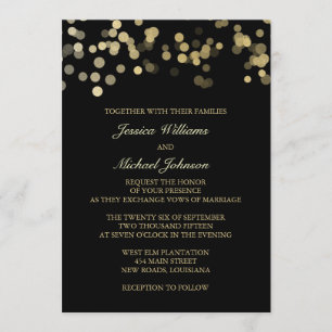 Invitation Mariage de confettis de parties scintillantes d'or