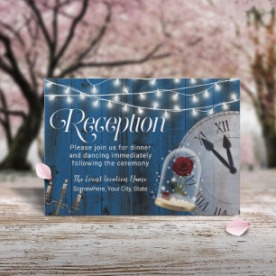 Invitation Mariage de conte de fée rustique bleu marine récep