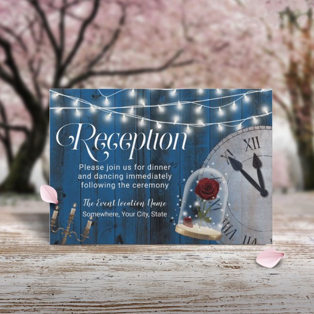 Invitation Mariage de conte de fée rustique bleu marine récep (Créateur téléchargé)